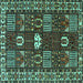 Square Machine Washable Persian Turquoise Traditional Area Rugs, wshtr4106turq