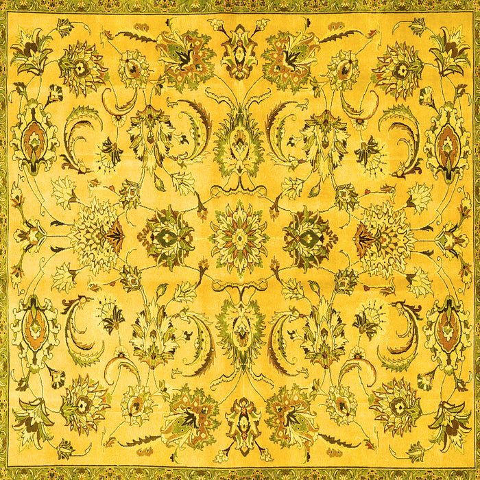 Square Machine Washable Persian Yellow Traditional Rug, wshtr4107yw