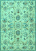 Machine Washable Persian Turquoise Traditional Area Rugs, wshtr4107turq