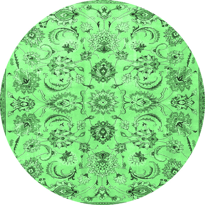 Round Persian Emerald Green Traditional Rug, tr4107emgrn