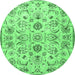 Round Persian Emerald Green Traditional Rug, tr4107emgrn