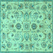 Square Persian Turquoise Traditional Rug, tr4107turq
