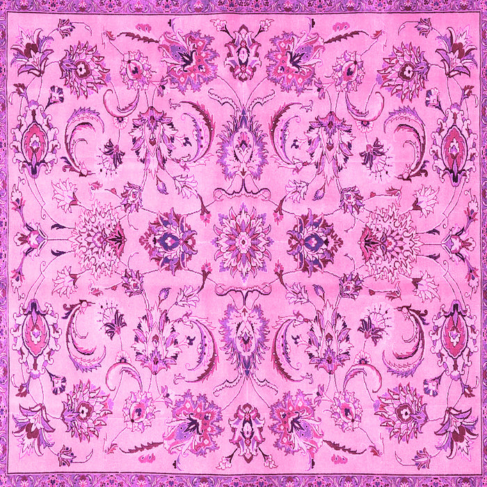 Square Machine Washable Persian Pink Traditional Rug, wshtr4107pnk