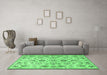 Machine Washable Persian Emerald Green Traditional Area Rugs in a Living Room,, wshtr4107emgrn