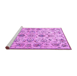 Sideview of Machine Washable Persian Purple Traditional Area Rugs, wshtr4107pur