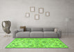 Machine Washable Persian Green Traditional Area Rugs in a Living Room,, wshtr4107grn