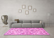 Machine Washable Persian Pink Traditional Rug in a Living Room, wshtr4107pnk