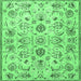 Square Persian Emerald Green Traditional Rug, tr4107emgrn