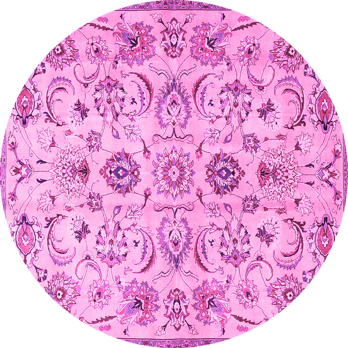 Round Persian Pink Traditional Rug, tr4107pnk