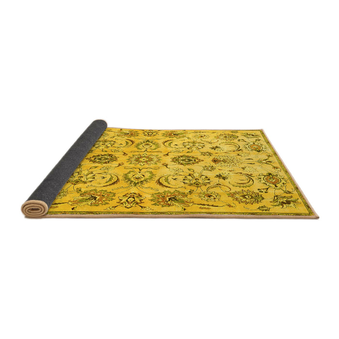 Sideview of Persian Yellow Traditional Rug, tr4107yw