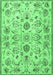 Machine Washable Persian Emerald Green Traditional Area Rugs, wshtr4107emgrn