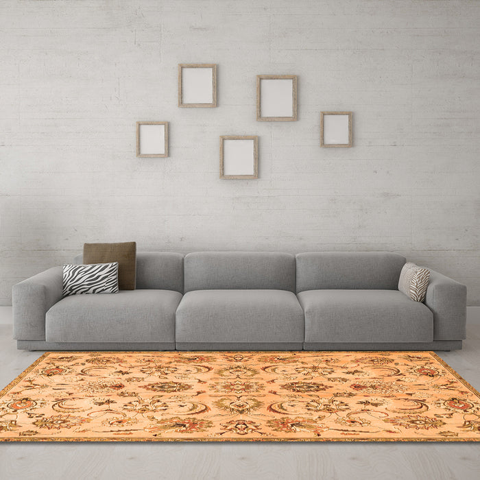 Machine Washable Persian Orange Traditional Area Rugs in a Living Room, wshtr4107org