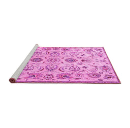 Sideview of Machine Washable Persian Pink Traditional Rug, wshtr4107pnk