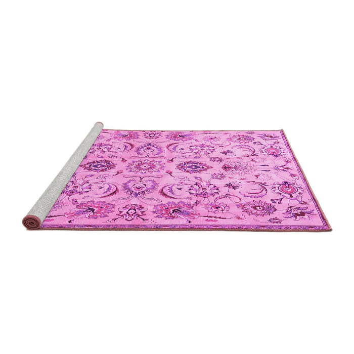 Sideview of Machine Washable Persian Pink Traditional Rug, wshtr4107pnk