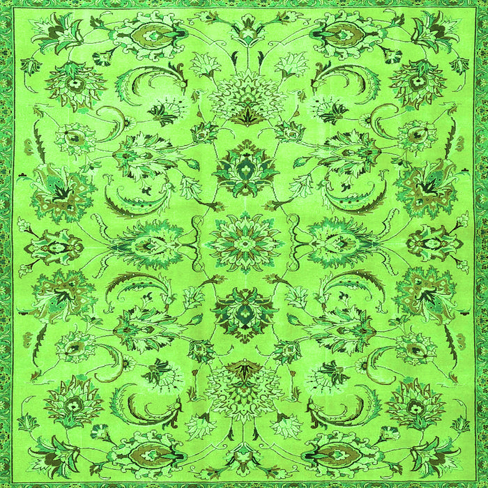 Round Machine Washable Persian Green Traditional Area Rugs, wshtr4107grn