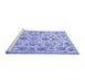 Sideview of Machine Washable Persian Blue Traditional Rug, wshtr4107blu