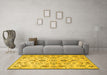 Machine Washable Persian Yellow Traditional Rug in a Living Room, wshtr4107yw