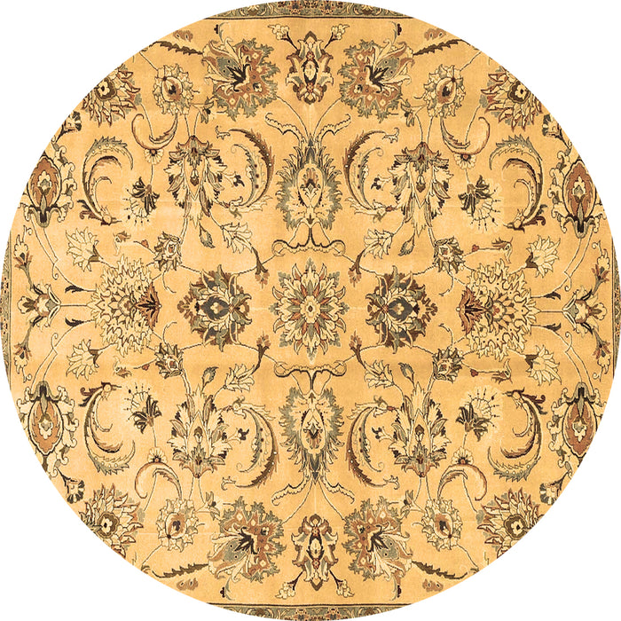 Round Persian Brown Traditional Rug, tr4107brn