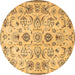 Round Persian Brown Traditional Rug, tr4107brn
