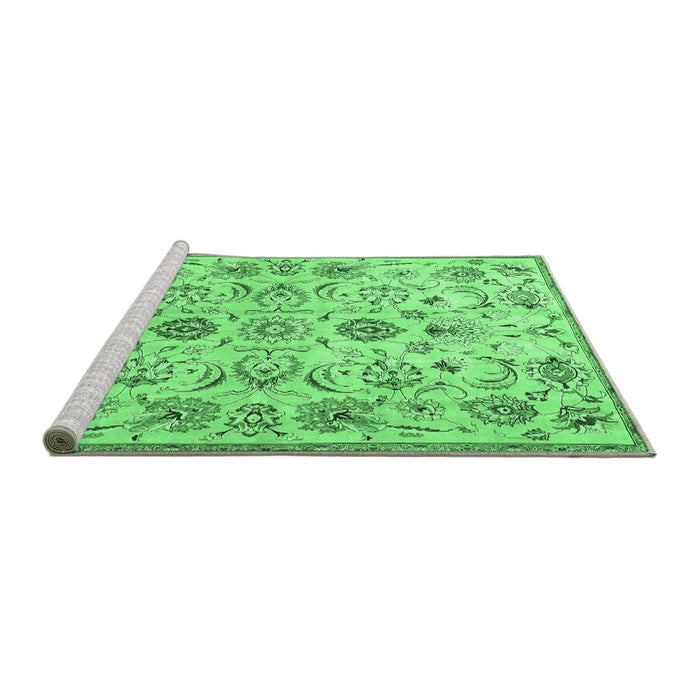 Sideview of Machine Washable Persian Emerald Green Traditional Area Rugs, wshtr4107emgrn