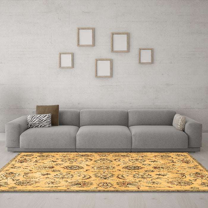 Machine Washable Persian Brown Traditional Rug in a Living Room,, wshtr4107brn