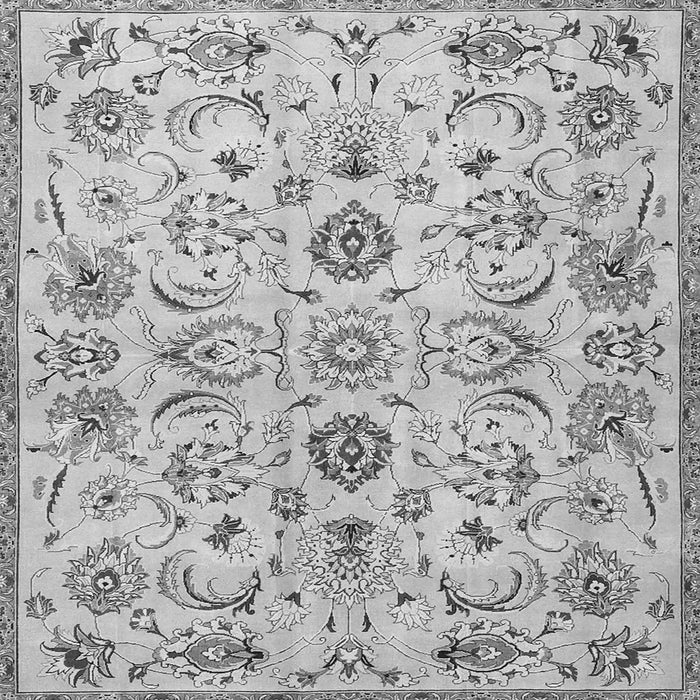 Round Machine Washable Persian Gray Traditional Rug, wshtr4107gry