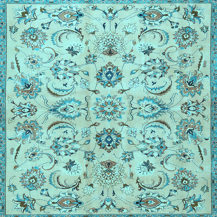 Square Machine Washable Persian Light Blue Traditional Rug, wshtr4107lblu