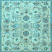 Square Machine Washable Persian Light Blue Traditional Rug, wshtr4107lblu