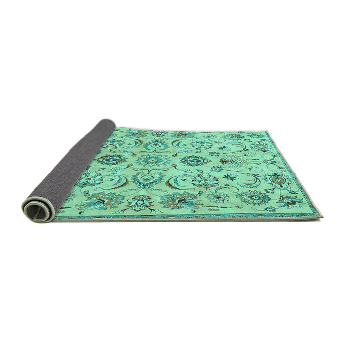 Sideview of Persian Turquoise Traditional Rug, tr4107turq