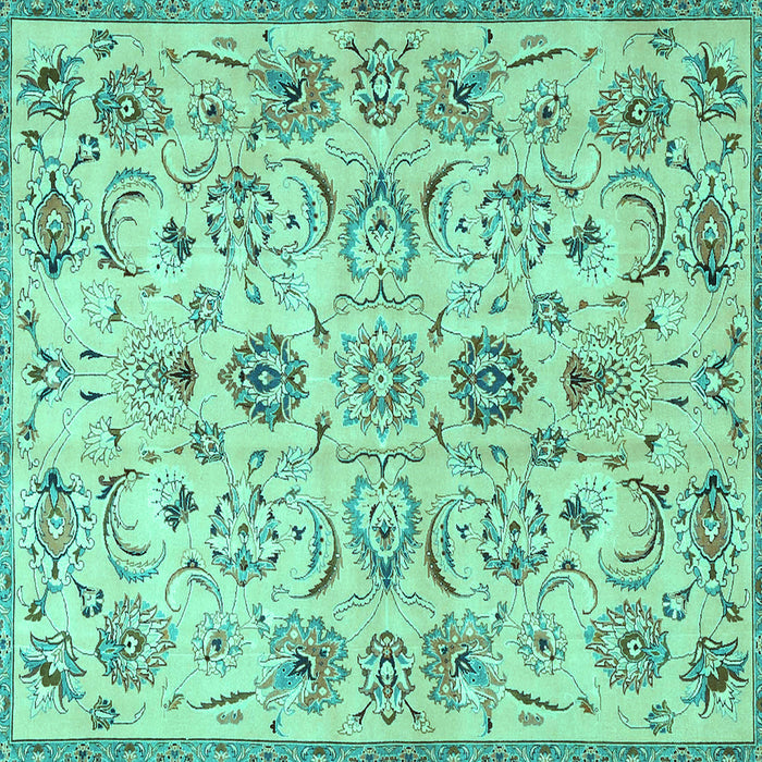 Square Machine Washable Persian Turquoise Traditional Area Rugs, wshtr4107turq