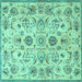 Square Machine Washable Persian Turquoise Traditional Area Rugs, wshtr4107turq