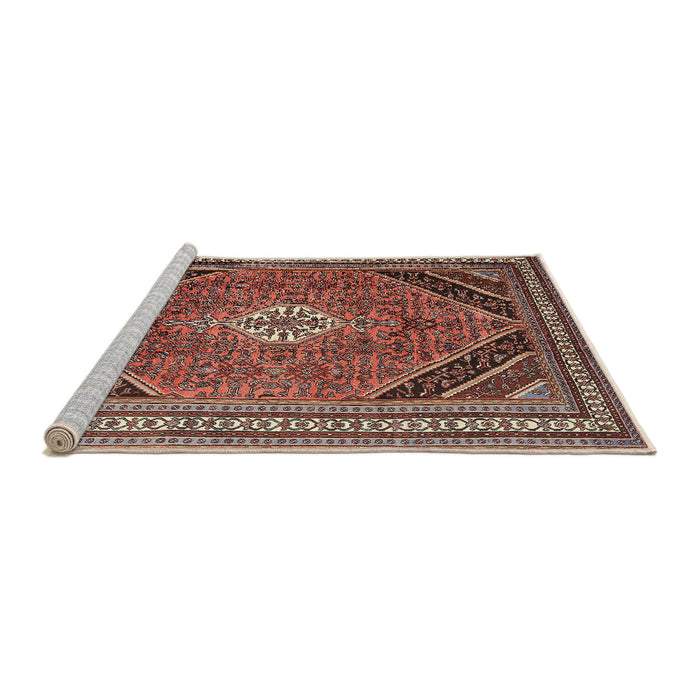 Sideview of Machine Washable Traditional Saffron Red Rug, wshtr4108