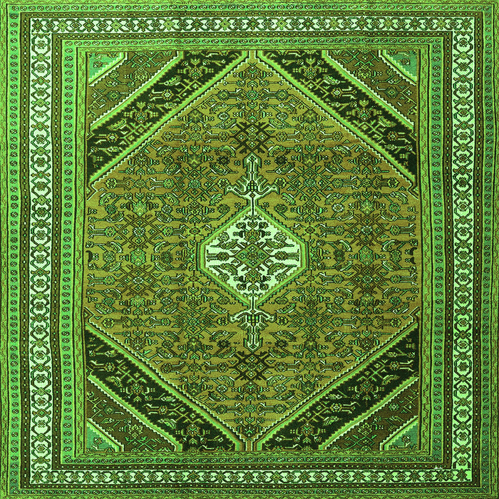 Round Machine Washable Persian Green Traditional Area Rugs, wshtr4108grn