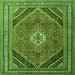 Round Machine Washable Persian Green Traditional Area Rugs, wshtr4108grn