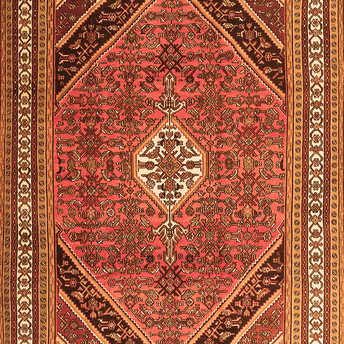 Serging Thickness of Machine Washable Persian Orange Traditional Area Rugs, wshtr4108org