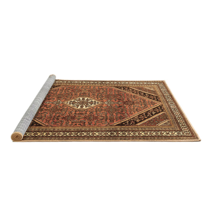 Sideview of Machine Washable Persian Brown Traditional Rug, wshtr4108brn