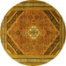 Round Persian Yellow Traditional Rug, tr4108yw