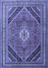 Machine Washable Persian Blue Traditional Rug, wshtr4108blu