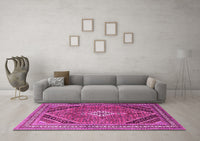 Machine Washable Persian Pink Traditional Rug, wshtr4108pnk