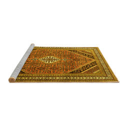 Sideview of Machine Washable Persian Yellow Traditional Rug, wshtr4108yw