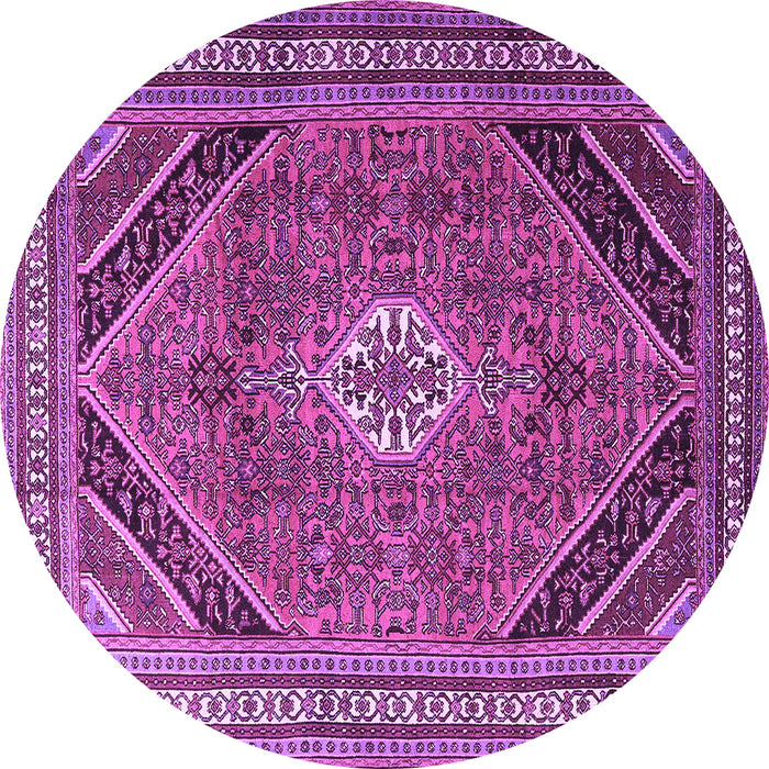 Round Machine Washable Persian Purple Traditional Area Rugs, wshtr4108pur