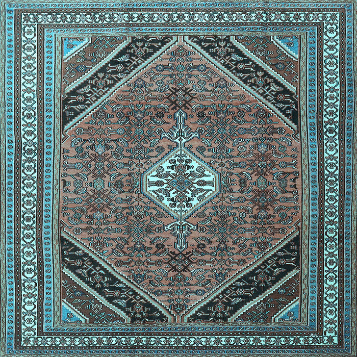 Square Machine Washable Persian Light Blue Traditional Rug, wshtr4108lblu
