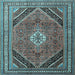 Square Machine Washable Persian Light Blue Traditional Rug, wshtr4108lblu