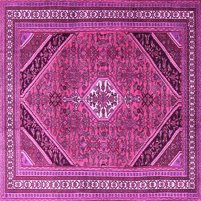 Square Machine Washable Persian Pink Traditional Rug, wshtr4108pnk