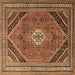 Square Persian Brown Traditional Rug, tr4108brn