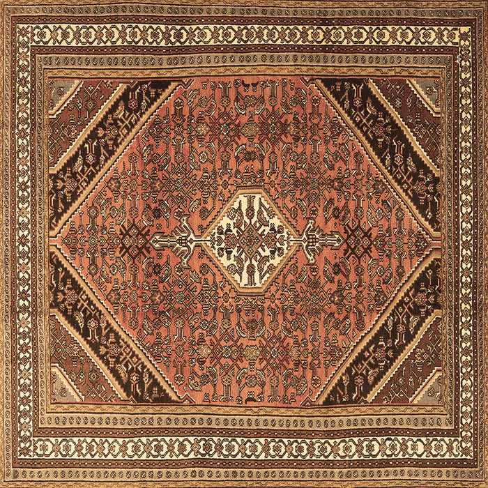 Square Machine Washable Persian Brown Traditional Rug, wshtr4108brn