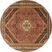 Round Persian Brown Traditional Rug, tr4108brn