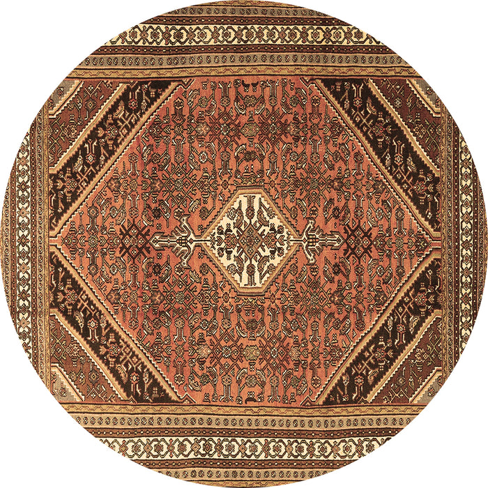 Round Machine Washable Persian Brown Traditional Rug, wshtr4108brn