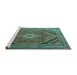 Sideview of Machine Washable Persian Turquoise Traditional Area Rugs, wshtr4108turq