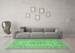 Machine Washable Persian Emerald Green Traditional Area Rugs in a Living Room,, wshtr4109emgrn